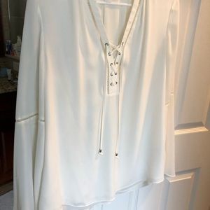 White House Black Market; bell sleeve blouse